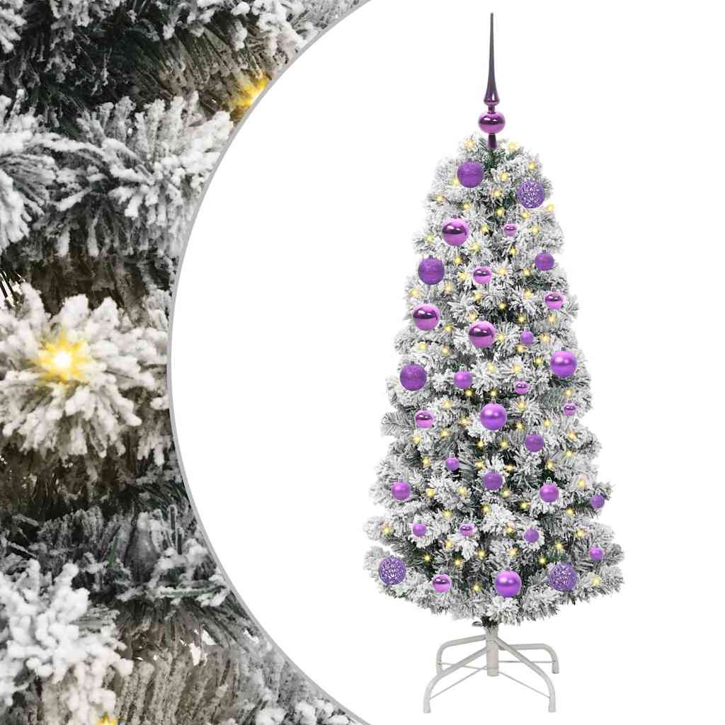 vidaXL Artificial Hinged Christmas Tree Green and White 120 cm 2