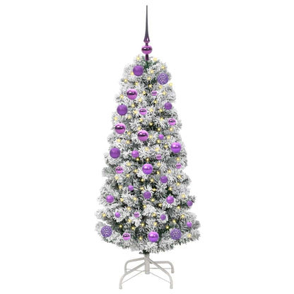 vidaXL Artificial Hinged Christmas Tree Green and White 120 cm 3