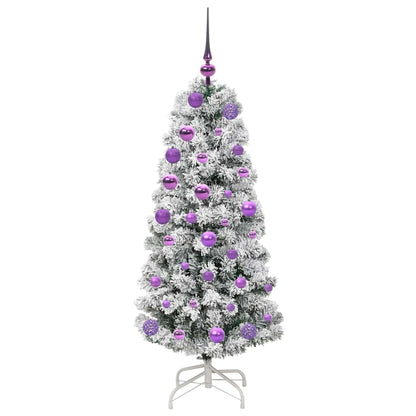 vidaXL Artificial Hinged Christmas Tree Green and White 120 cm 4
