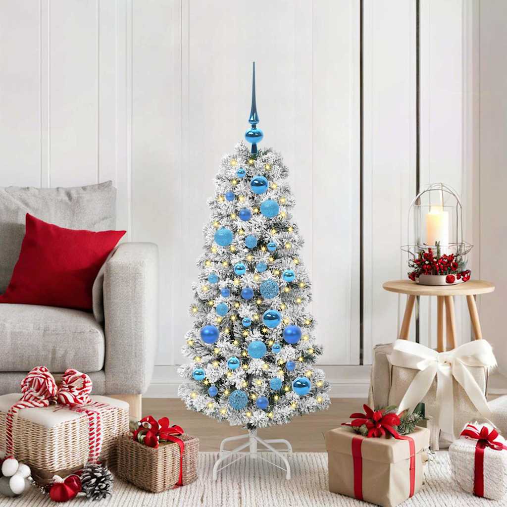 vidaXL Artificial Hinged Christmas Tree Green and White 120 cm 1