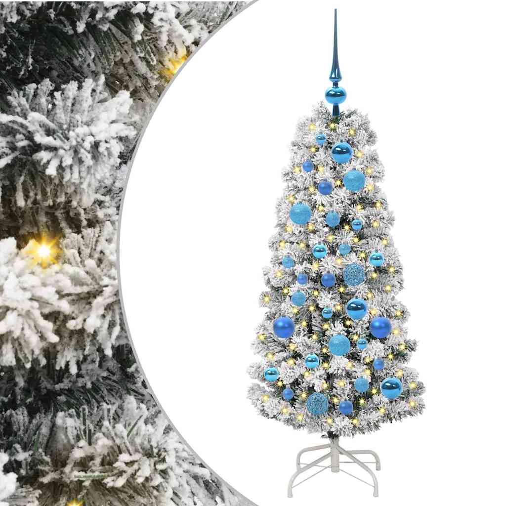 vidaXL Artificial Hinged Christmas Tree Green and White 120 cm 2