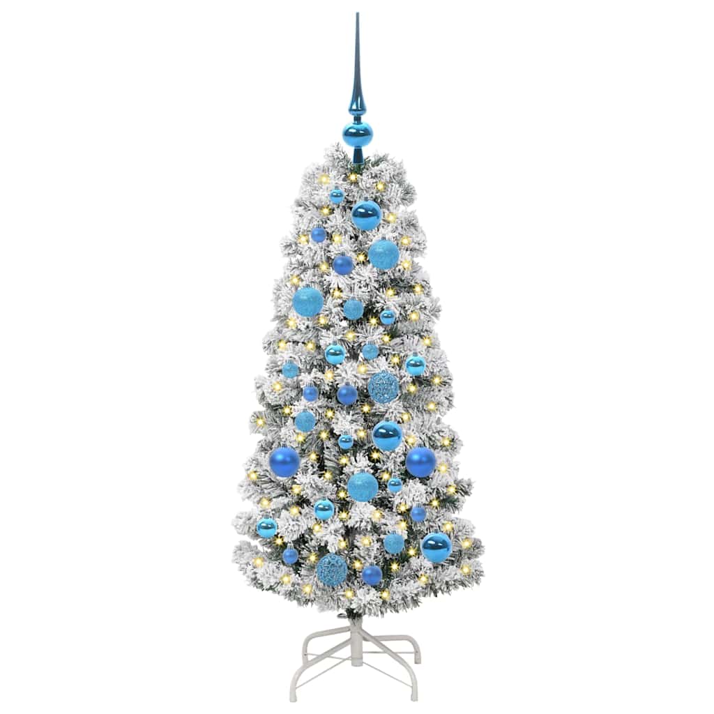 vidaXL Artificial Hinged Christmas Tree Green and White 120 cm 3
