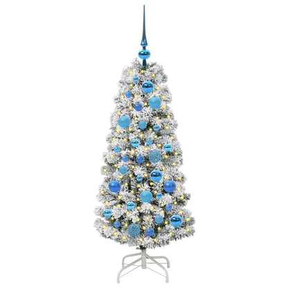 vidaXL Artificial Hinged Christmas Tree Green and White 120 cm 3