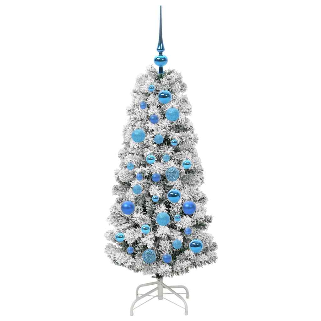 vidaXL Artificial Hinged Christmas Tree Green and White 120 cm 4