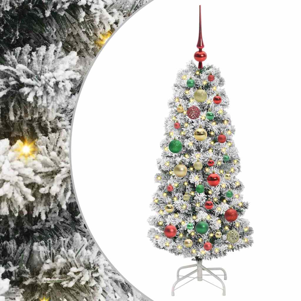 vidaXL Artificial Hinged Christmas Tree Green and White 120 cm 2