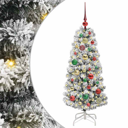 vidaXL Artificial Hinged Christmas Tree Green and White 120 cm 2