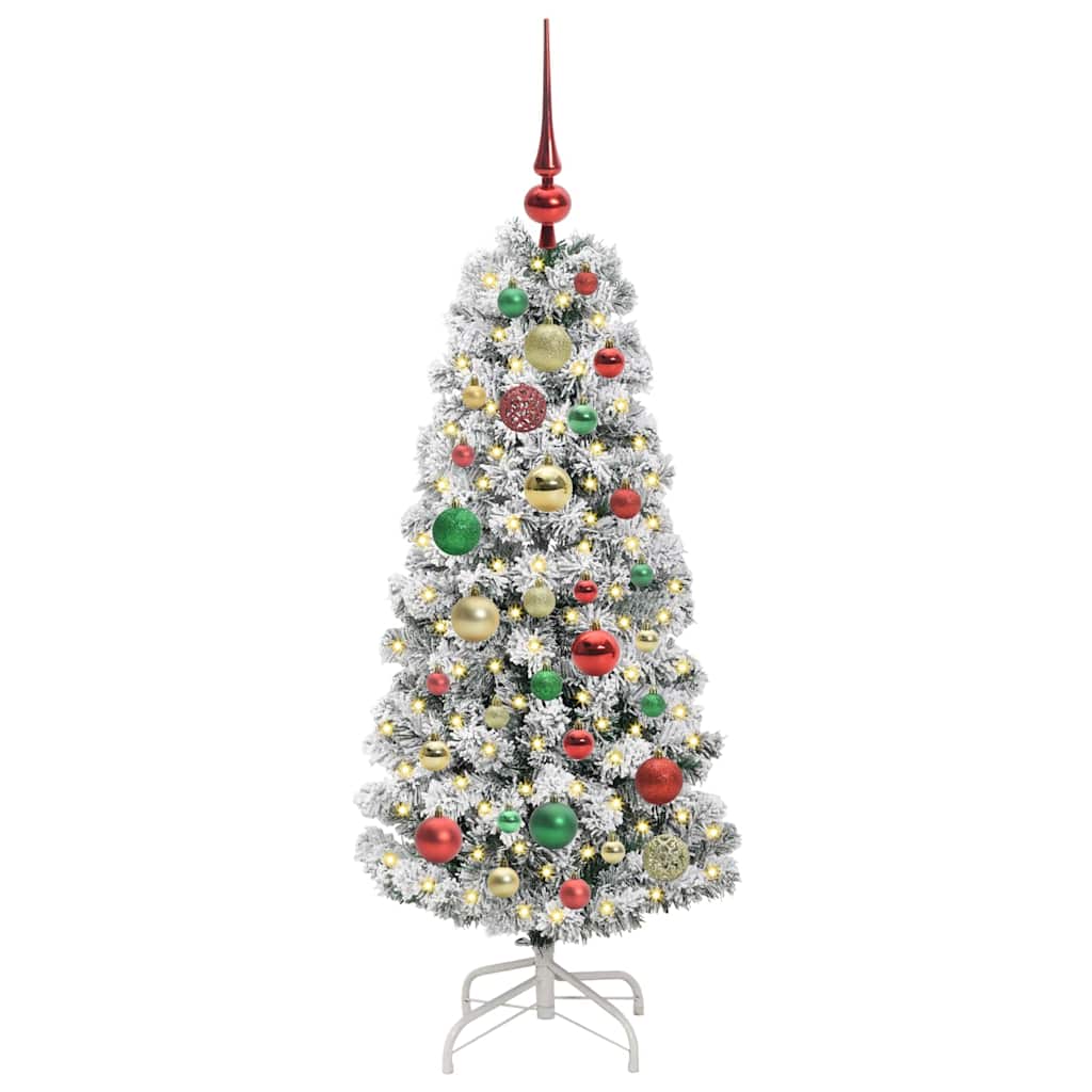 vidaXL Artificial Hinged Christmas Tree Green and White 120 cm 3