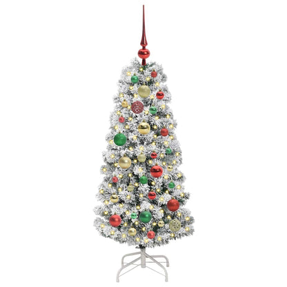 vidaXL Artificial Hinged Christmas Tree Green and White 120 cm 3