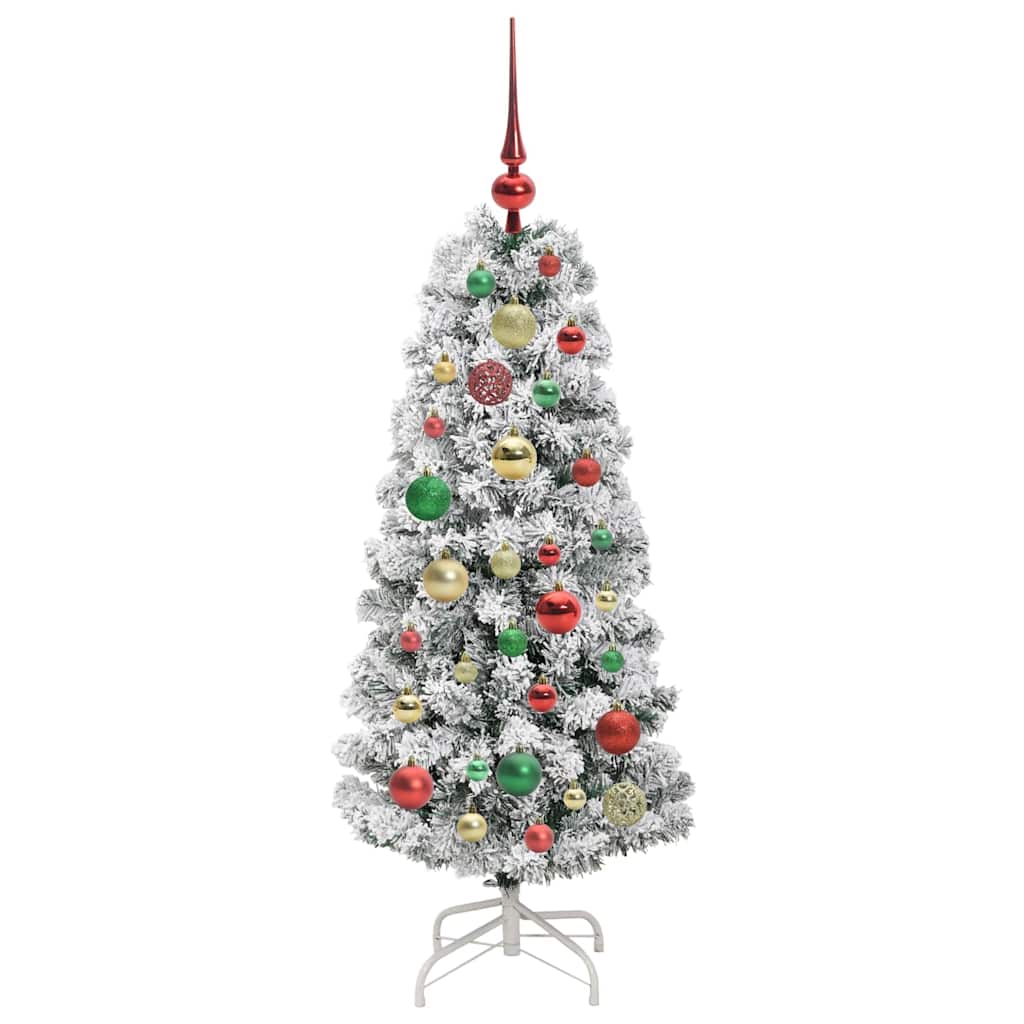 vidaXL Artificial Hinged Christmas Tree Green and White 120 cm 6