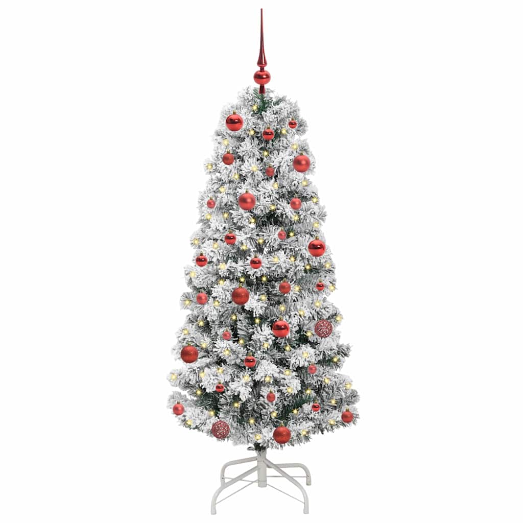 vidaXL Artificial Hinged Christmas Tree Green and White 150 cm 3