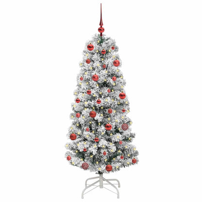 vidaXL Artificial Hinged Christmas Tree Green and White 150 cm 3