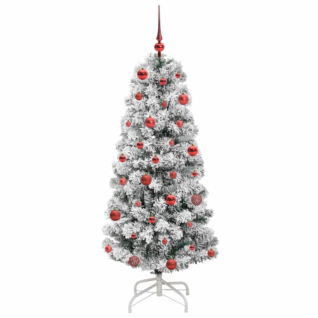 vidaXL Artificial Hinged Christmas Tree Green and White 150 cm 4