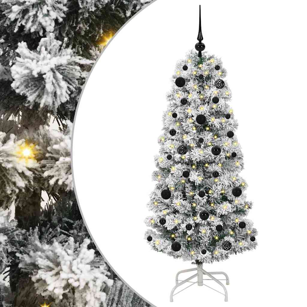 vidaXL Artificial Hinged Christmas Tree Green and White 150 cm 2
