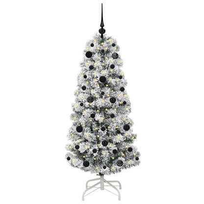 vidaXL Artificial Hinged Christmas Tree Green and White 150 cm 3