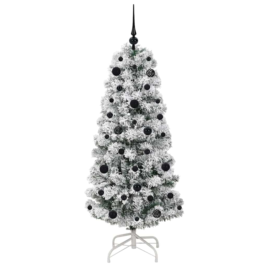 vidaXL Artificial Hinged Christmas Tree Green and White 150 cm 4