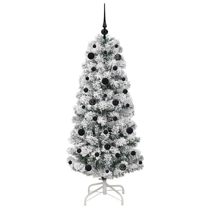 vidaXL Artificial Hinged Christmas Tree Green and White 150 cm 4