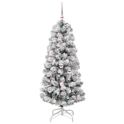 vidaXL Artificial Hinged Christmas Tree Green and White 150 cm 4