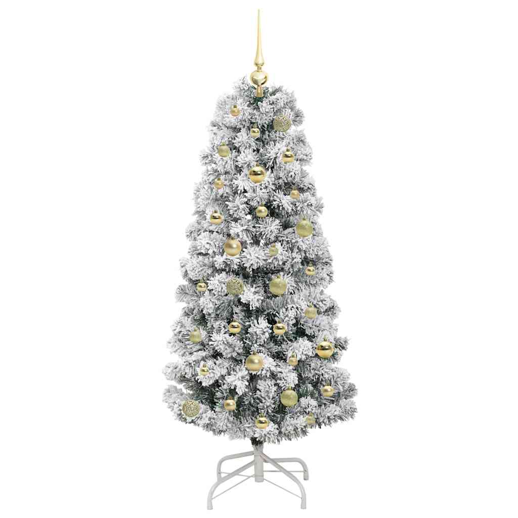 vidaXL Artificial Hinged Christmas Tree Green and White 150 cm 4