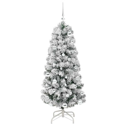 vidaXL Artificial Hinged Christmas Tree Green and White 150 cm 4