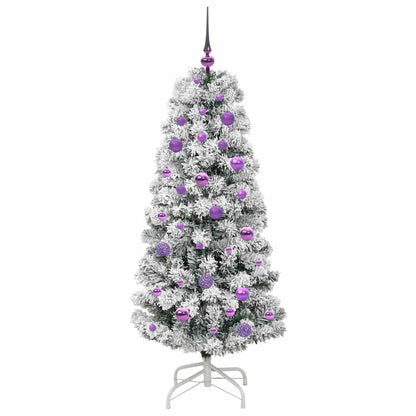 vidaXL Artificial Hinged Christmas Tree Green and White 150 cm 4