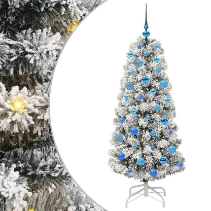 vidaXL Artificial Hinged Christmas Tree Green and White 150 cm 2