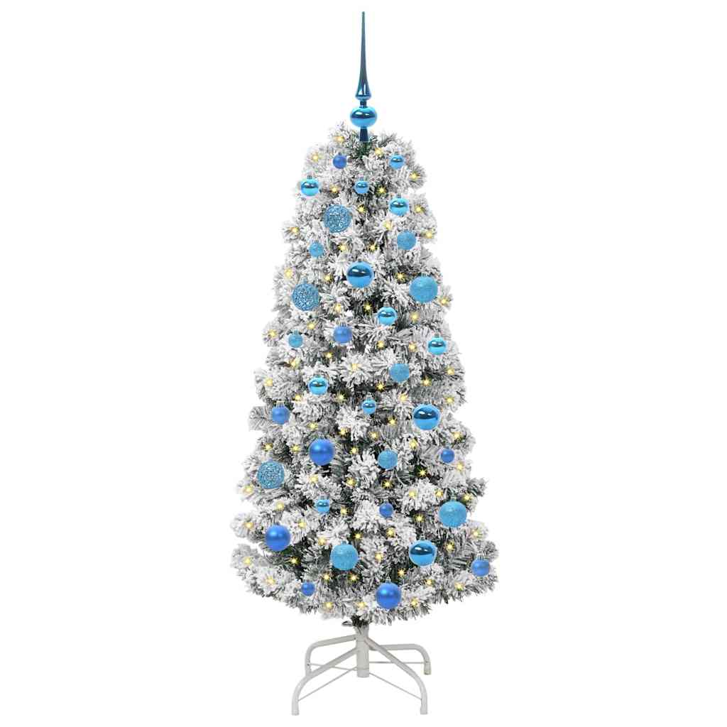 vidaXL Artificial Hinged Christmas Tree Green and White 150 cm 3