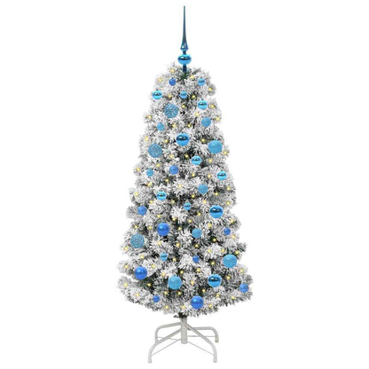 vidaXL Artificial Hinged Christmas Tree Green and White 150 cm 3