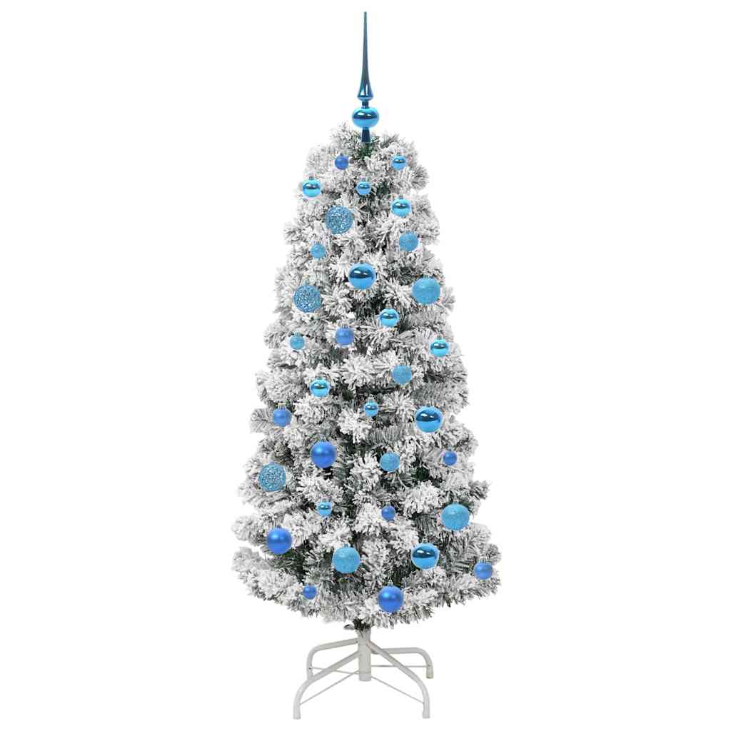 vidaXL Artificial Hinged Christmas Tree Green and White 150 cm 4