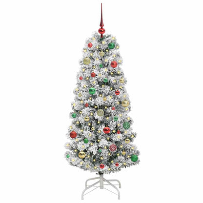 vidaXL Artificial Hinged Christmas Tree Green and White 150 cm 3