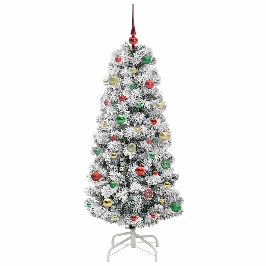 vidaXL Artificial Hinged Christmas Tree Green and White 150 cm 6
