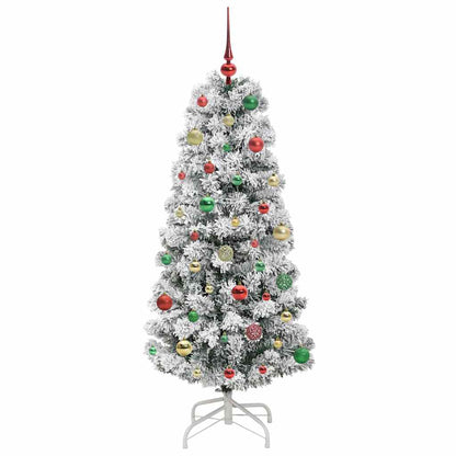 vidaXL Artificial Hinged Christmas Tree Green and White 150 cm 6