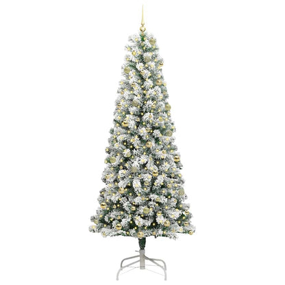 vidaXL Artificial Hinged Christmas Tree Green and White 240 cm 3