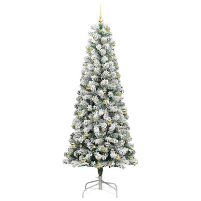 vidaXL Artificial Hinged Christmas Tree Green and White 240 cm 4