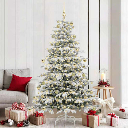 vidaXL Artificial Hinged Christmas Tree White 210 cm PE and PVC 1