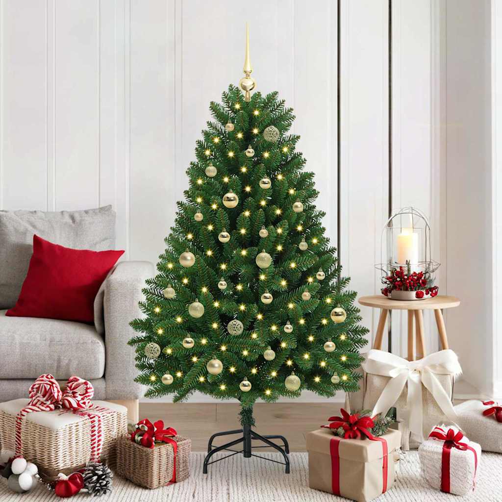 vidaXL Artificial Christmas Tree 150 cm 150 LEDs Warm White Green 1