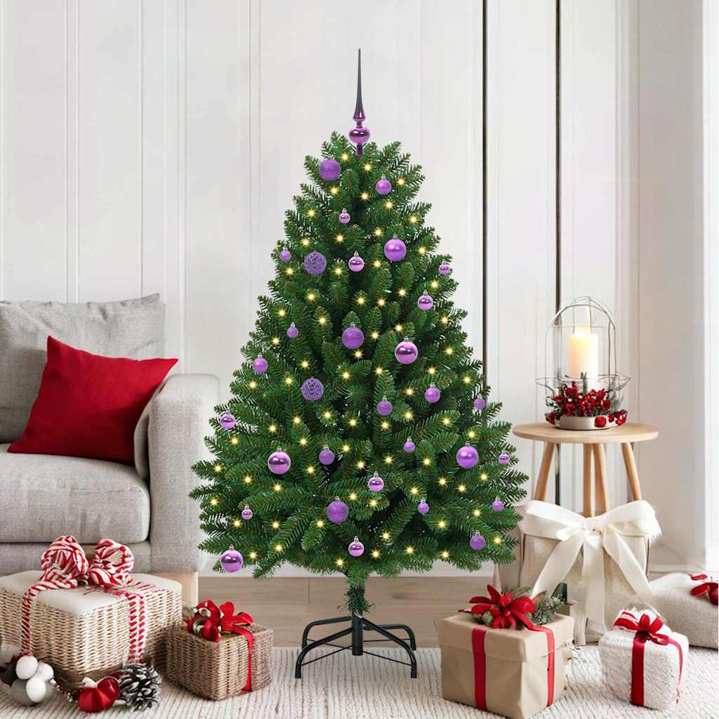 vidaXL Artificial Christmas Tree 150 cm 150 LEDs Warm White Green 1