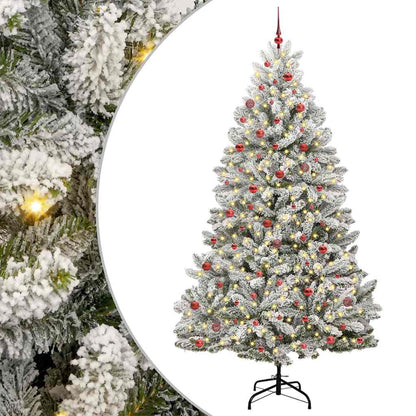 Artificial Christmas Tree 270 cm 300 LEDs Warm White Green and White Ø 128 x 270 cm with 300 LEDs&red balls