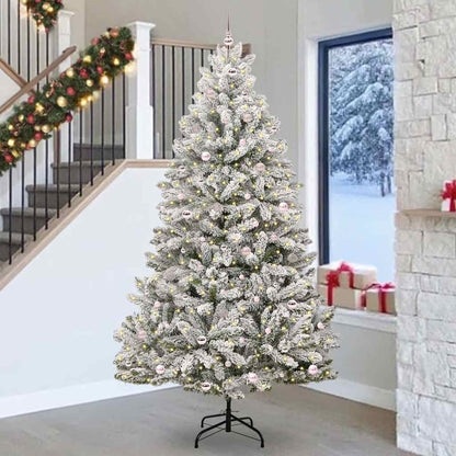 Artificial Christmas Tree 270 cm 300 LEDs Warm White Green and White Ø 128 x 270 cm with 300 LEDs&pink balls