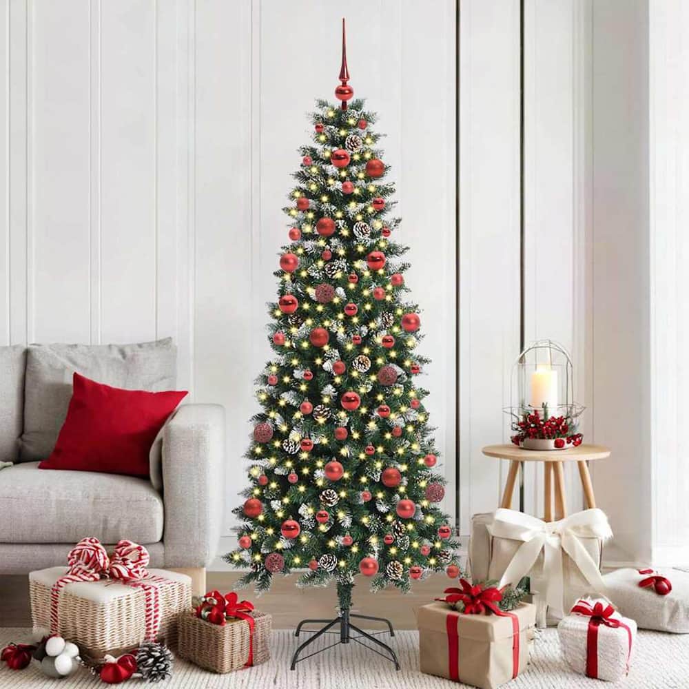 Artificial Christmas Tree Green 180 cm with LEDs &red balls