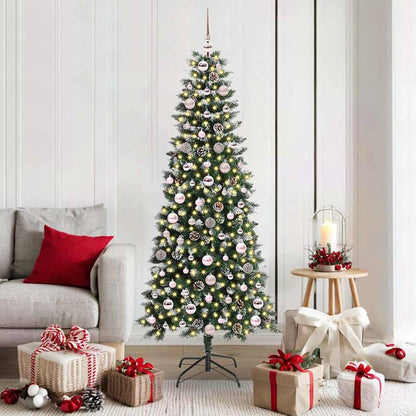 Artificial Christmas Tree Green 180 cm with LEDs &pink balls