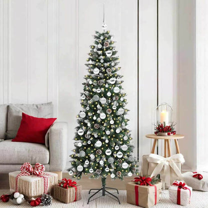 Artificial Christmas Tree Green 180 cm with LEDs &silver balls
