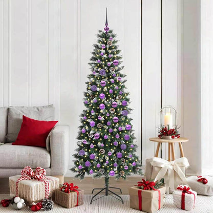 Artificial Christmas Tree Green 180 cm with LEDs &lilac balls