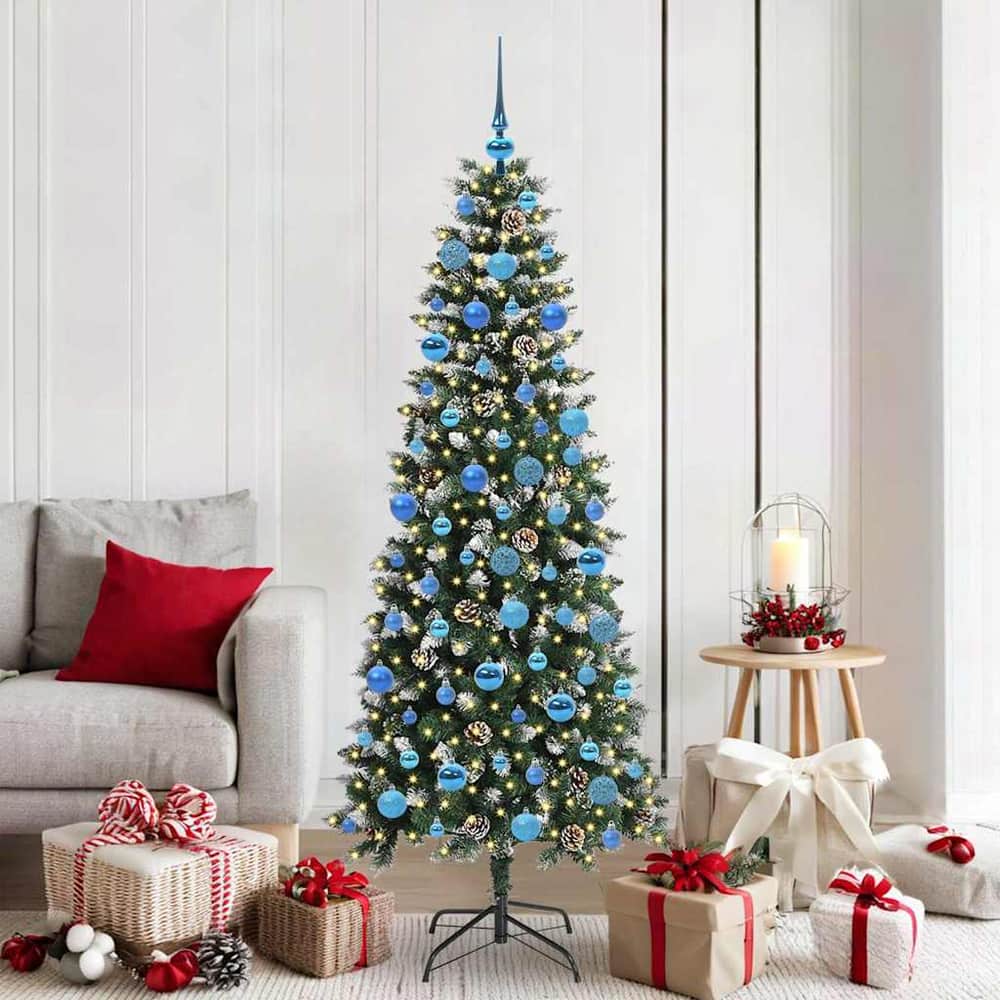 Artificial Christmas Tree Green 180 cm with LEDs &blue balls