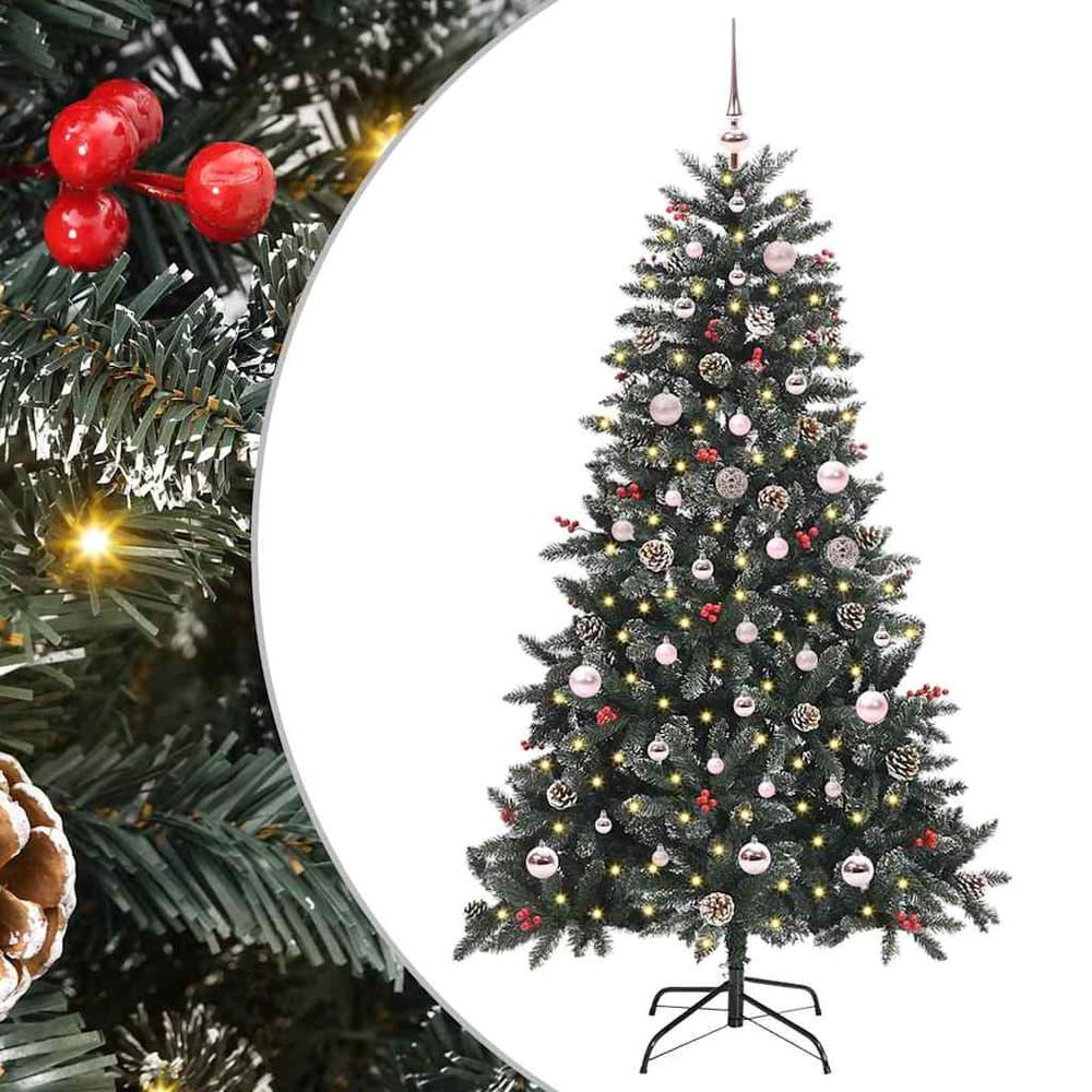 Artificial Christmas Tree Green 150 cm with LEDs &pink balls