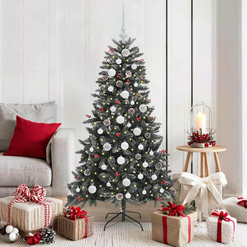 Artificial Christmas Tree Green 150 cm with LEDs &white balls