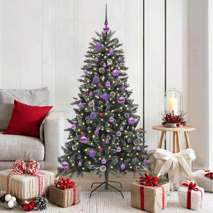 Artificial Christmas Tree Green 150 cm with LEDs &lilac balls