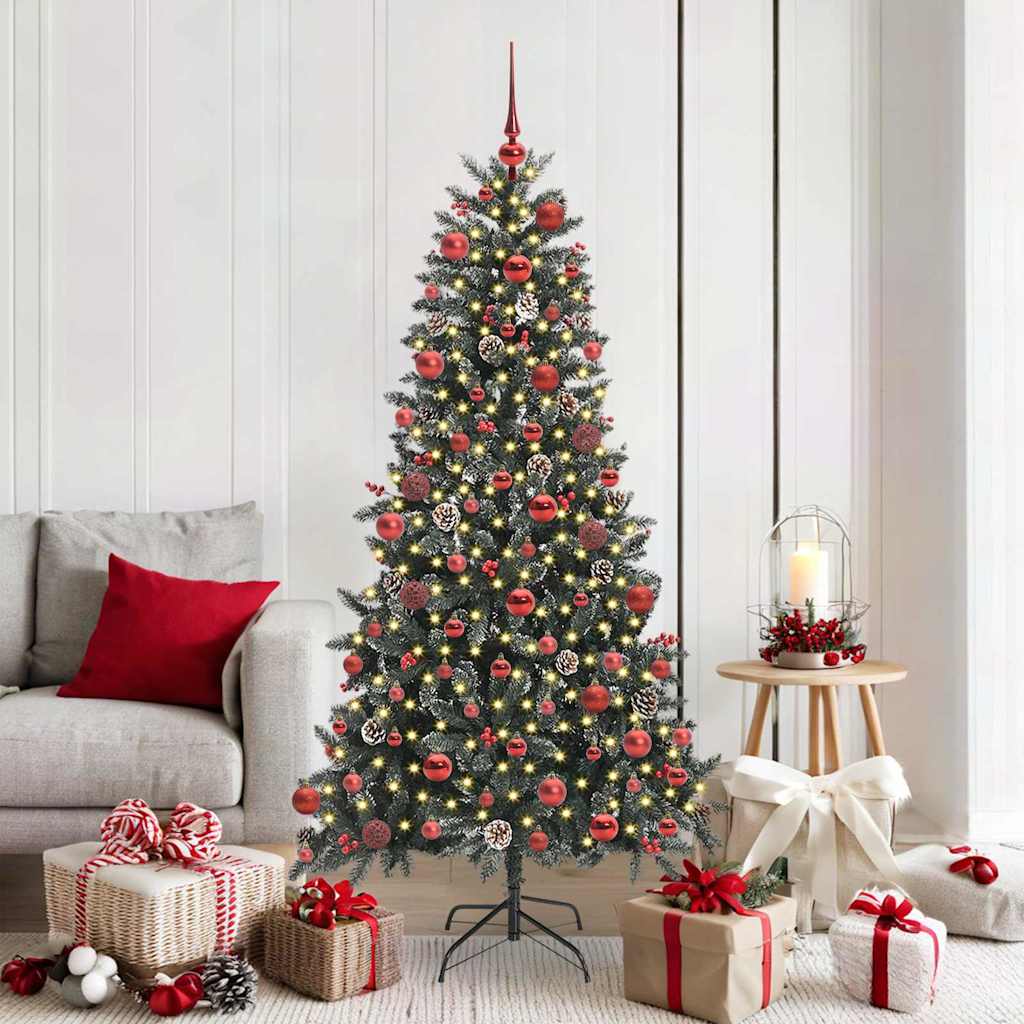 Artificial Christmas Tree Green 180 cm with LEDs &red balls