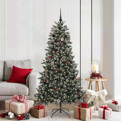 Artificial Christmas Tree Green 180 cm with LEDs &black balls