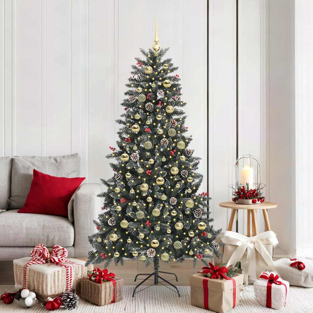 Artificial Christmas Tree Green 180 cm with LEDs &gold balls