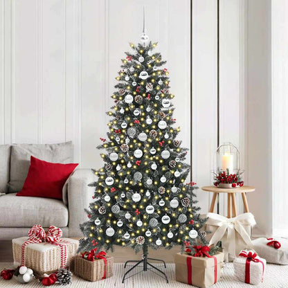 Artificial Christmas Tree Green 180 cm with LEDs &silver balls